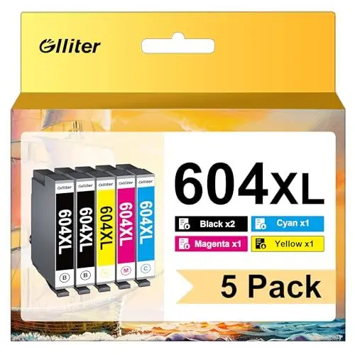 Produktbild: Glliter 604XL Patronen für Epson 604 Druckerpatronen Ersatz für Epson Expression Home XP-2200 XP-2205 XP-3200 XP-3205 XP-4200 XP-4205 Workforce WF-2910 WF-2930 WF-2935 WF-2950 (5er-Pack)