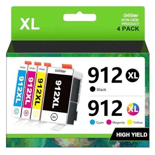 Produktbild: Glliter 912XL Multipack Kompatibel für HP 912 Druckerpatronen für HP 912XL für OfficeJet Pro 8022 Patronen 8020 8023 8024 8025 HP OfficeJet Pro 8010 8012 8014 8015 (4er-Pack)