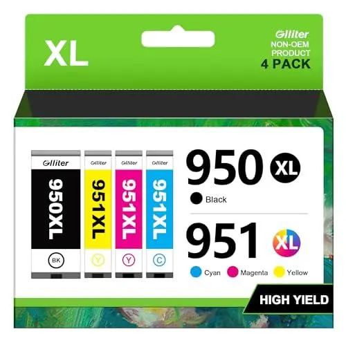 Produktbild: Glliter 950 XL 951XL Druckerpatronen für HP 951XL Multipack Kompatible für HP Officejet Pro 8600 Patronen für HP Officejet Pro 8620 8610 Patronen (Schwarz Cyan Magenta Gelb, ‎‎‎‎‎‎‎4er-Pack)