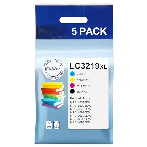 Produktbild: Glliter LC3219XL Patronen für Brother LC3219XL LC3217 Kompatibel mit Brother MFC-J5330DW Patronen für Brother MFC-J5335DW MFC-J5730DW MFC-J5930DW MFC-J6530DW MFC-J6930DW MFC-J6935DW (5er-Pack)