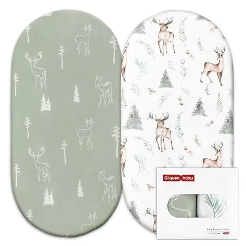Produktbild: GLLQUEN BABY Bettlaken Spannbettlaken für Babybett 2 Pack,Matratzenschoner für Laufgitter, Oeko-tex100 Moseskorb Stubenwagen Baby Spannbetttuch Bezug, Kinderwagen Matratzenbezug für Neugeborenes