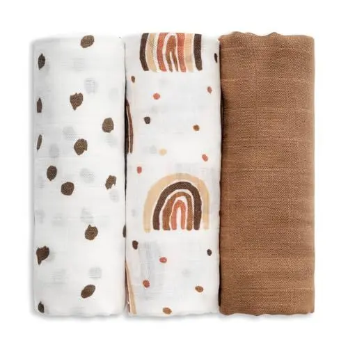 Produktbild: GLLQUEN Musselintücher für Babys, 3 Stück Spucktücher aus Baumwolle 70 cm x 70 cm, saugfähig und atmungsaktiv und ideal zum Reinigen, Abwischen und Abdecken von Neugeborenen