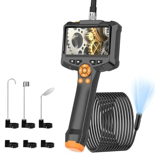 Produktbild: GlobalCrown Endoskopkamera mit Licht, 4,3'' IPS Bildschirm Rohrkamera IP67 wasserdicht Endoskop Inspektionskamera mit 8 einstellbaren LEDs und 5m Halbstarres Kabel