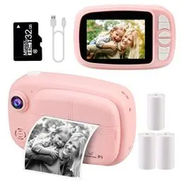 Produktbild: GlobalCrown Sofortbildkamera Kinder,Digitalkamera kinderkamera sofortbildkamera fotoapparat Kinder Kamera Geschenke für 3-12 Jahre Jungen Mädchen (einschließlich 4 Rollen Druckpapier und 32GB Karte)