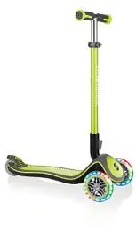 Produktbild: GLOBBER Elite Deluxe Lights – Tretroller Kinder, 120/80 mm, ABEC 5, 3-rädrig, höhenverstellbar, LED-Rollen, Lime grün