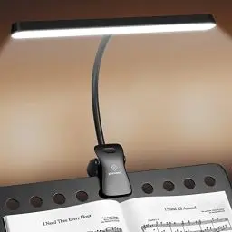 Produktbild: Glocusent 57 LED Superhell Notenpultleuchte, Augenpflege Anklemm-Klavierlampe, 3 Farben & 5 Helligkeiten, USB-C ladbar, lange Lebensdauer bis zu 140 Stunden, perfekt für Klavier, Noten, Gitarre