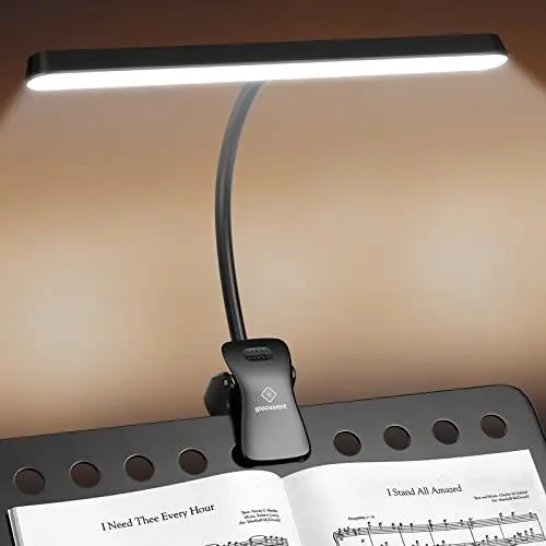 Produktbild: Glocusent 57 LED Superhell Notenpultleuchte, Augenpflege Anklemm-Klavierlampe, 3 Farben & 5 Helligkeiten, USB-C ladbar, lange Lebensdauer bis zu 140 Stunden, perfekt für Klavier, Noten, Gitarre