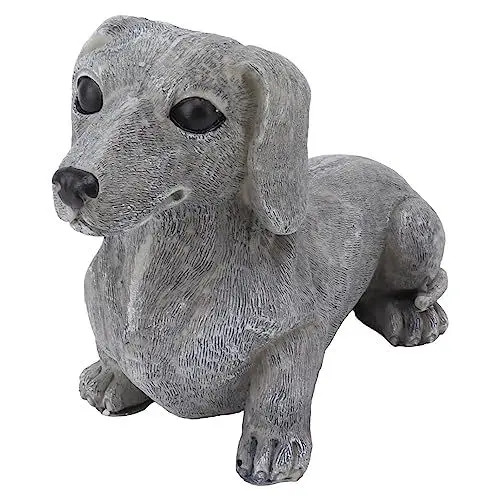 Produktbild: GLOGLOW Hunde-Gartenstatue, Kunstharz-Hundefigur, Graue Retriever-Statue, Gartendekoration, Figur für Hof und Garten (Dackel)