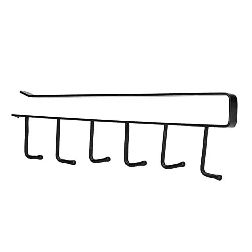 Produktbild: GLOGLOW Kaffeetassenhalter, 6 Haken, Eleganter Stil, Praktisches Küchenregal für zu Hause, Langlebiges Eisen, Schrank/Regal, Einfache Installation (BLACK)