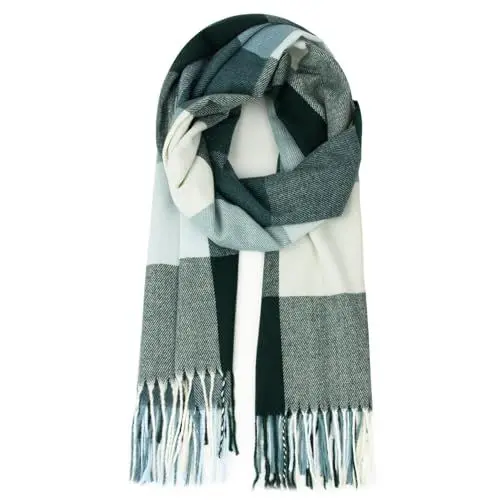 Produktbild: Gloop XXL Schal Kuschelige, warme und wunderschöne Damen Poncho Schal Oversized Deckenschal 02661 (Grün Mint Schwarz 02663a11, One Size)