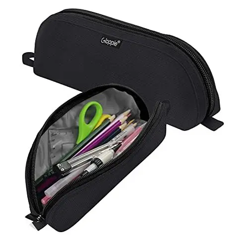 Produktbild: Gloppie Federmäppchen Federtaschen Teenager Mädchen Mäppchen Etui Stifte Taschen Beutelhalter Schreibwaren Schreibtisch-Organizer mit Reißverschluss für Schul- und Büromaterial, Schwarz