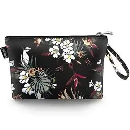 Produktbild: Gloppie Kosmetiktasche Kosmetikbeutel für Damen, Frauen & Mädchen, Schminktasche Klein Make up Tasche Wasserabweisend Mini-Reisetaschen für Kosmetik und Pflegeartikel, Weißes Blumenmuster