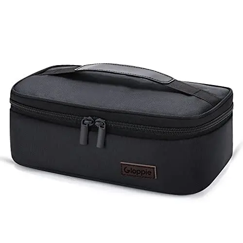 Produktbild: Gloppie Kühltasche Isoliertasche Klein Lunch Tasche Auslaufsichere weit geöffnete Lunchbox großer Kapazität Tragbar Faltbar fur Arbeit Schule, Schwarz