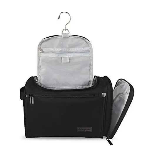 Produktbild: Gloppie Kulturbeutel Herren Damen Kosmetiktasche zum Aufhängen XXL Kulturtasche mit Henkel Hängend Kosmetik-Beutel Große Unisex Toilettentasche für Kinder, Männer und Frauen, Schwarz