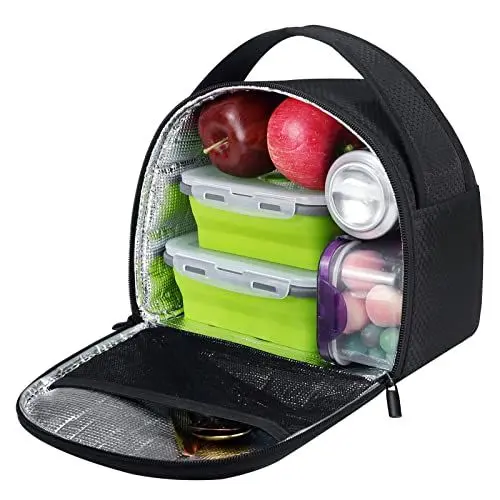 Produktbild: Gloppie Lunch-Tasche Isoliertasche Kleine Kühltasche Zur Arbeit Schule, 8L Picknick-Handtasche Für Frauen, Erwachsene und Kinder, Bienenwabe & Schwarz