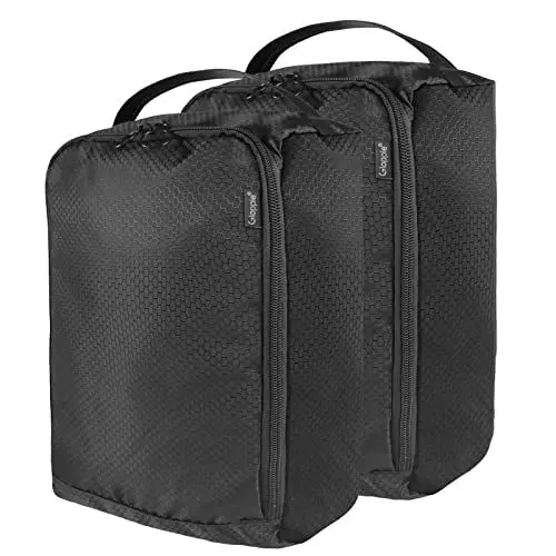 Produktbild: Gloppie Reise-Schuhtasche 2er Set Schuhbeutel Aufbewahrungstasche Schuhtasche mit Reißverschluss Schuhorganizer Staubdicht & Wasserdicht für Schuhe, Kleidung, auf Reisen und Sport, 2 Stück – Schwarz