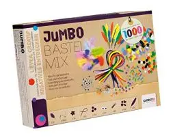 Produktbild: GLOREX 6 1214 072 - Jumbo Bastel Mix, über 1000 Teile, umfangreiches Bastelset mit Federn, Pompons, Pfeiffenputzer, Wackelaugen, Wäscheklammern und vielem mehr, ideal für das Basteln mit Kindern