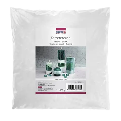 Produktbild: GLOREX 6 8601 8 - Stearinpulver in weißer Farbe, 1000 g Beutel, zur Herstellung von Kerzen aller Art, Farben und Aromen können hinzugefügt werden, für kreative Bastelarbeiten