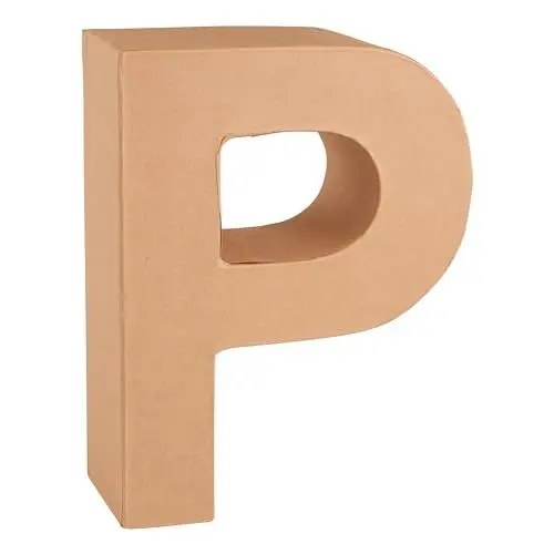 Produktbild: Glorex 6 2029 116 - Papp - Buchstabe P, Buchstabe aus brauner Pappe, ca. 17,5 X 5,5 cm groß, zum bemalen und bekleben, für Serviettentechnik und Décopatch, ideal als Dekoration