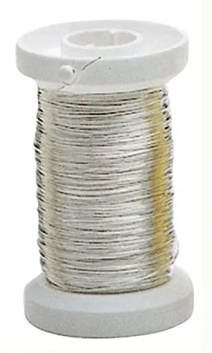 Produktbild: Glorex 6 2220 109 - Silberdraht mit Kupferkern versilbert, 0,4 mm x 40 m auf Spule, zum Basteln, Binden von Gestecken und Kränzen oder zur Schmuckherstellung, Silber