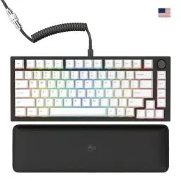 Produktbild: GLORIOUS Gaming GMMK PRO 75% – Modulares mechanisches Gaming-Keyboard, TKL, Grundgerüst 1,5 kg, voll anpassbar, Spiralkabel, Handgelenkablage, PBT-Tastenkappen, Amerikanisch QWERTY Layout - Schwarz
