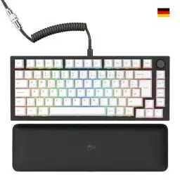 Produktbild: Glorious Gaming GMMK PRO 75% – Modulares mechanisches Gaming-Keyboard, TKL, Grundgerüst 1,5 kg, voll anpassbar, Spiralkabel, Handgelenkablage, PBT-Tastenkappen, Deutsch QWERTZ Layout - Schwarz