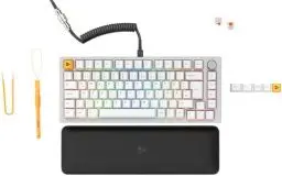 Produktbild: Glorious Gaming GMMK PRO 75% – Modulares mechanisches Gaming-Keyboard, TKL, Grundgerüst 1,5 kg, voll anpassbar, Spiralkabel, Handgelenkablage, PBT-Tastenkappen, Deutsch QWERTZ Layout - Weiß