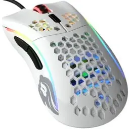 Produktbild: Glorious Gaming Model D- (Minus) Wired Gaming Mouse – superleichtes Wabendesign mit 61 g, RGB-Beleuchtung, ergonomisch, Pixart 3360 Sensor, Omron-Schaltern, PTFE-Füße, 6 Tasten – Glänzend Weiß