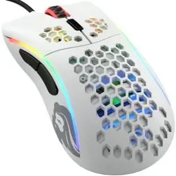 Produktbild: Glorious Gaming Model D- (Minus) Wired Gaming Mouse – superleichtes Wabendesign mit 61 g, RGB-Beleuchtung, ergonomisch, Pixart 3360 Sensor, Omron-Schaltern, PTFE-Füße, 6 Tasten – Mattweiß