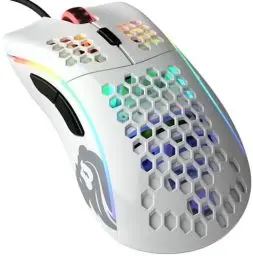 Produktbild: Glorious Gaming Model D Wired Gaming Mouse – superleichtes Wabendesign mit 68 g, RGB-Beleuchtung, ergonomisch, Pixart 3360 Sensor, Omron-Schaltern, PTFE-Füße, 6 Tasten – Glänzend Weiß