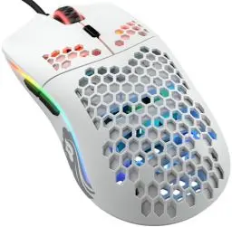 Produktbild: Glorious Gaming Model O- (Minus) Compact Wired Gaming Mouse – Im superleichten Wabendesign mit 58 g, RGB-Beleuchtung, Pixart 3360 Sensor, Omron-Schalter, beidhändig – Mattweiß