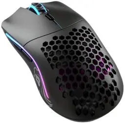 Produktbild: Glorious Gaming Model O- (Minus) Wireless Gaming Mouse – Superleichte 65 g, Wabendesign, RGB-Beleuchtung, beidhändig, verzögerungsfreier 2,4-GHz-Funk, bis zu 71 Stunden Akku – Mattschwarz