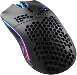 Produktbild: Glorious Gaming Model O Wireless Gaming Mouse – Superleichte 69 g, Wabendesign, RGB-Beleuchtung, beidhändig, verzögerungsfreier 2,4-GHz-Funk, bis zu 71 Stunden Akku – Mattschwarz