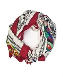 Produktbild: GLORIS Damen schal Rot groß 180 * 90 cm mit bunten Ethnische Prints. Halstuch Tuch für Frauen. Kopftuch Halstuch Schal