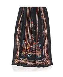 Produktbild: GLORIS Schal Damen dünn seidig groß 180 x 90 cm Schwarz mit floralem heraldischem Muster. Schal für Frauen. Schal Halstuch Schal. Seidenschal Elegant. Pareo. Strandschal