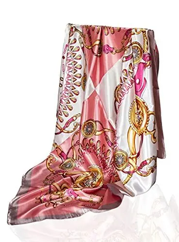Produktbild: GLORIS Seidenschal Roses Quadrat 90x90cm Damen Elegante Seidentuch Haare Seidentuch Halstuch Satintuch Halstuch Bandana Tuch Kopftücher Damen Ansatz Scarf