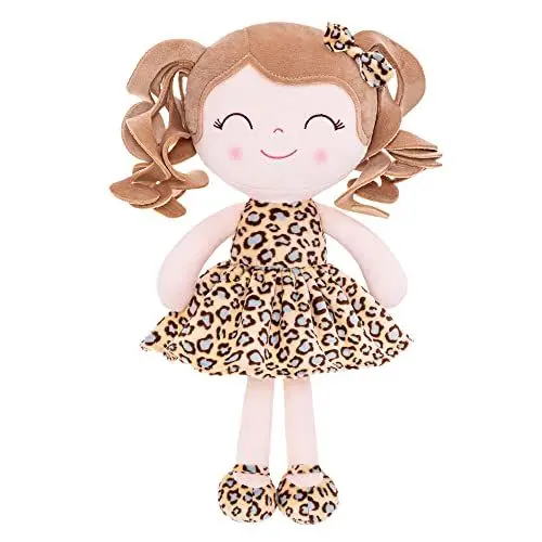 Produktbild: Gloveleya Weiche Puppen Plüsch Figur Lockiges Haar Weißer Leopard Kleid Baby Puppe 12zoll