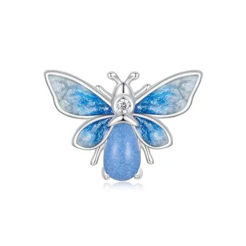 Produktbild: Glow in the Dark Schmetterling Charm-Anhänger für Pandora Armband, 925 Sterling Silber Leuchtender Regenbogen Charm Schmuck Geschenk für Frauen Mädchen