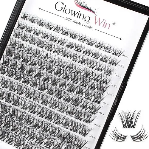 Produktbild: Glowing Win Cluster Lashes Einzelne Wimpern Extensions DIY Individual Lashes Extension with Transparentes Band 144 PCS Wimpernverlängerung 8-16mm Fake Lashes Natürliche Künstliche Wimpern Cat Eye