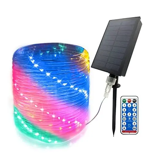 Produktbild: GLPE Solar Lichterkette Aussen, 20M 200 LED Lichtschlauch Außen mit Fernbedienung,8 Modi Solar Lichterschlauch Outdoor Wetterfest für Garten,Weihnachten,Trampolin,Schwimmbad
