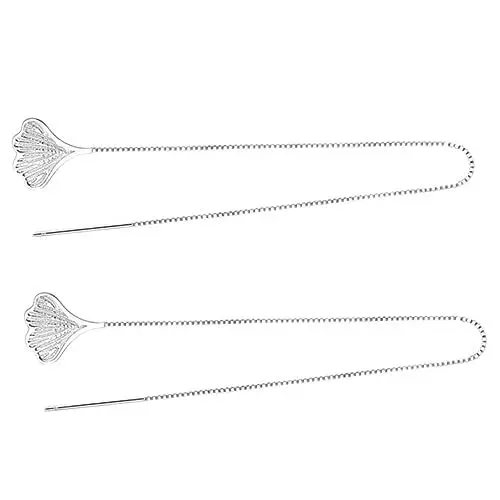 Produktbild: GLSTOY Elegante Ginkgoblatt-einfädler-ohrringe Koreanische Mode-ohrringe Ketten-tropfenohrringe Stilvoller Trendiger Schmuck Für Frauen S925 Silber