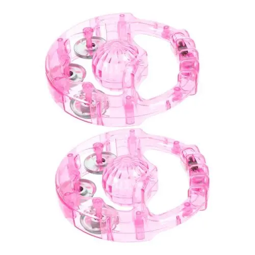 Produktbild: GLSTOY 2 Stück Flash Rassel Hand Tamburin Für Kinder Leuchtendes Rasselinstrument LED Tamburin Bulk Licht Tamburin Leuchtende Sensorische Leistung Rosa Kunststoff