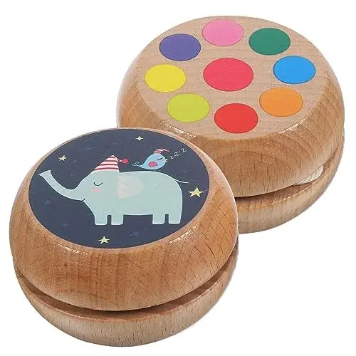 Produktbild: GLSTOY 2 Stück Hölzerne Bälle Bälle Aus Holz Mit Schnur Bälle Mit Cartoon-Muster Für Unisex-fingerball Unisex-fingerspielzeug Holz Bälle