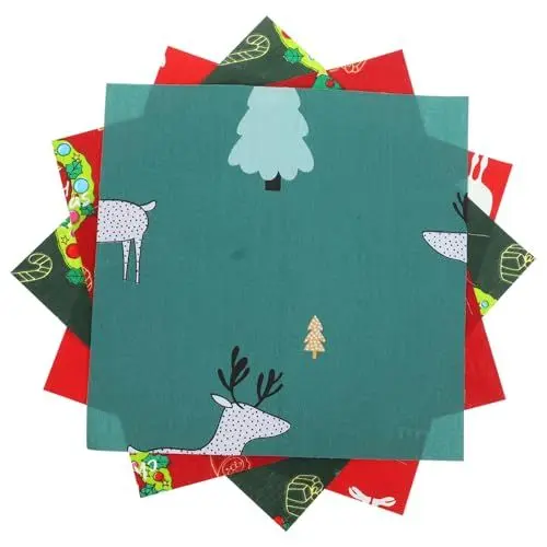 Produktbild: GLSTOY 4 Blatt Weihnachts Patchwork Stoff Patchwork Nähstoff Nähzubehör DIY Stoff Patchwork Baumwollstoff Baumwoll Bastelstoff Baumwollstoff DIY Baumwollstoff Patchwork Stoff