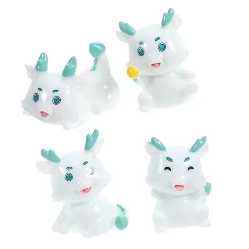 Produktbild: GLSTOY 4 Stück Mini Tierfiguren Drachenfiguren Kunstharz Auto Kleiner Drache