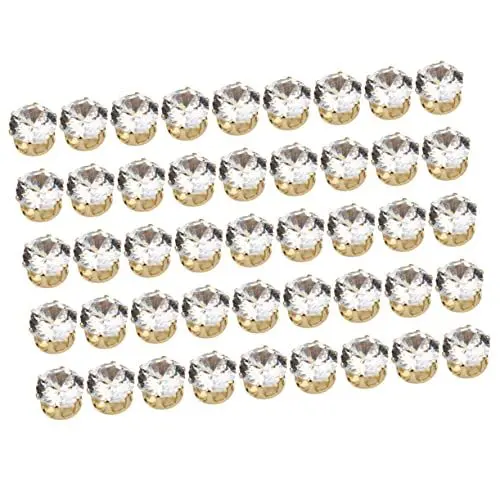 Produktbild: GLSTOY Modischer Schmuck 50 Stück 8 Mm Rund Mit Zirkonia Besetzt Für Damen Goldene Kupferbasis