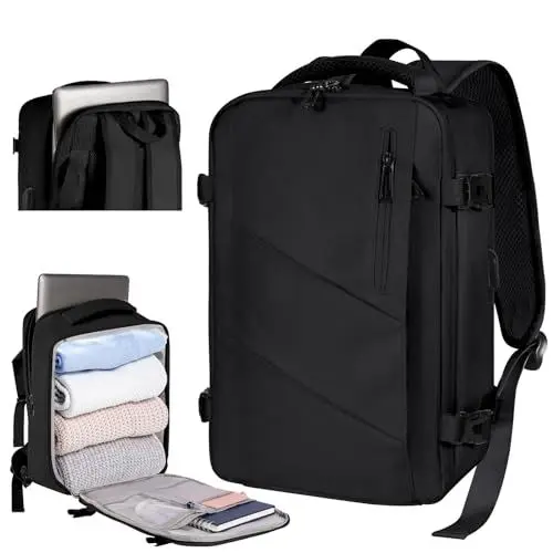 Produktbild: Gluckstar für Ryanair/Eurowings/Wizz Handgepäck 40x20x25 Rucksack Handgepäck Flugzeug, Reiserucksack mit 15 Zoll Laptopfach Tasche, Kabinenrucksack Carry on Luggage Travel Backpack 20L Schwarz