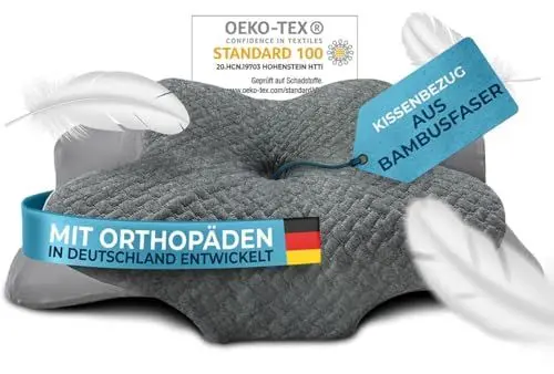 Produktbild: Glückstoff® Kissenbezug für Orthopädisches Kissen (mit Kühl- und Wärmeeffekt) aus Bambusfaser und Spandex | Weich & Kuschelig | Ersatzbezug | Grau | Version: Ergo