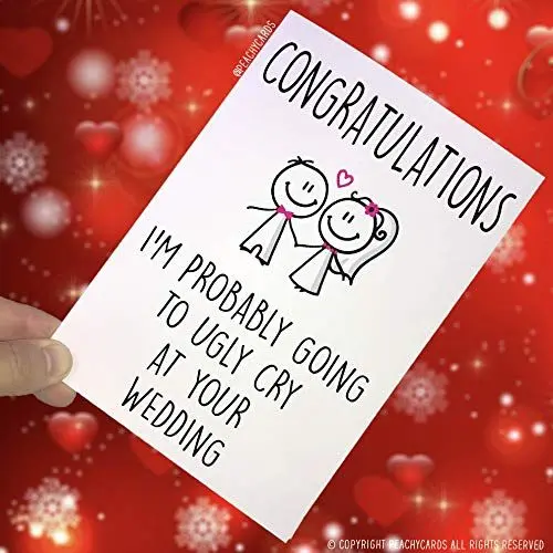 Produktbild: Glückwunschkarte, Hochzeitskarte, Hochzeitskarte, Hochzeitsakzeptanzkarte, Verlobungskarte, Ugly Cry At Your Wedding, lustige Karte, Witz PC143