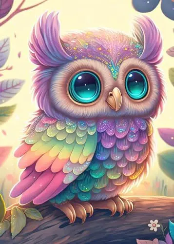 Produktbild: GLXPOG Diamond Painting Baby-Eule 5D Diamant Painting Bilder Set, Eule Diamant Art Malerei Painting Kit für Erwachsene, Kinder DIY Strass Stickerei Malerei Wand Dekor 30x40cm